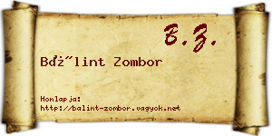 Bálint Zombor névjegykártya